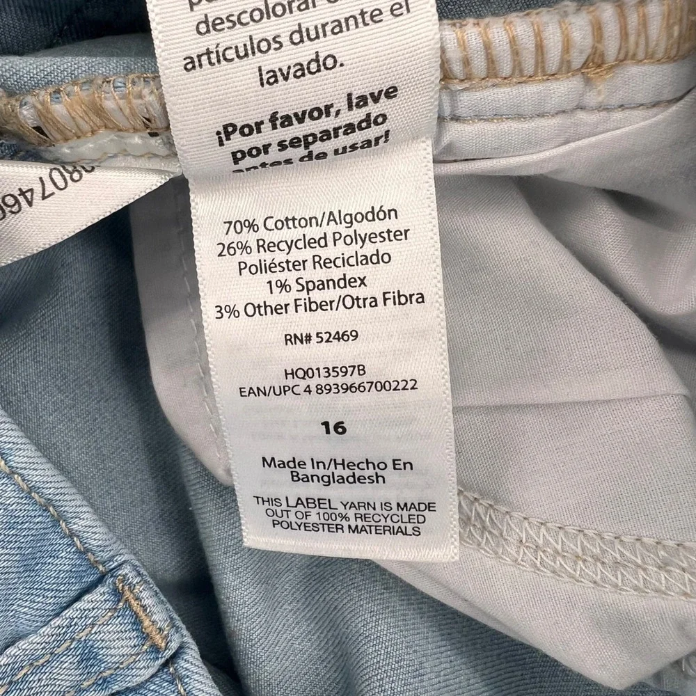 Wonder Nation Girls Straight Leg Jeans Light Wash Blue Size 16 Stretch Denim